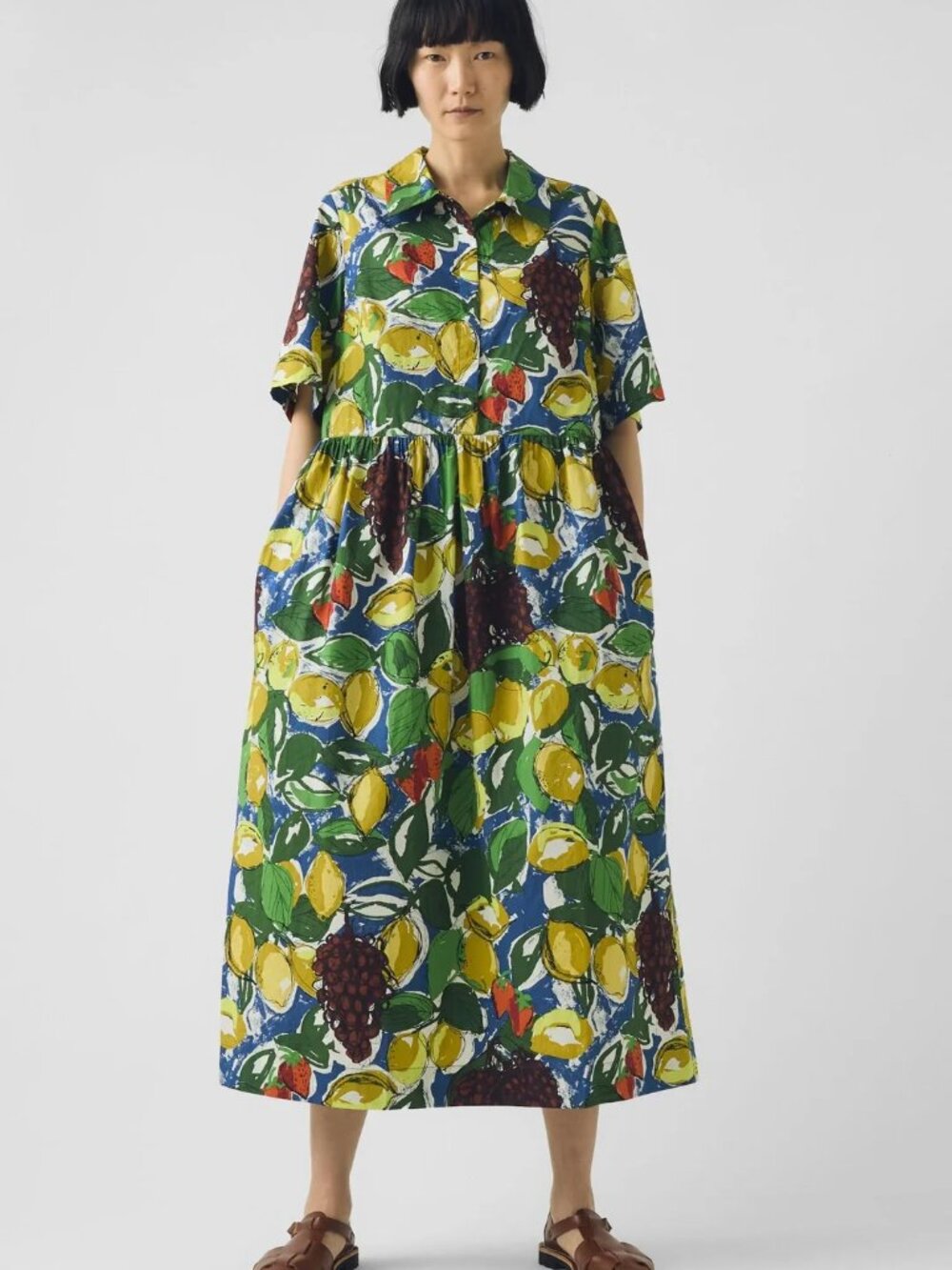 Sketched Fruit Print Dress